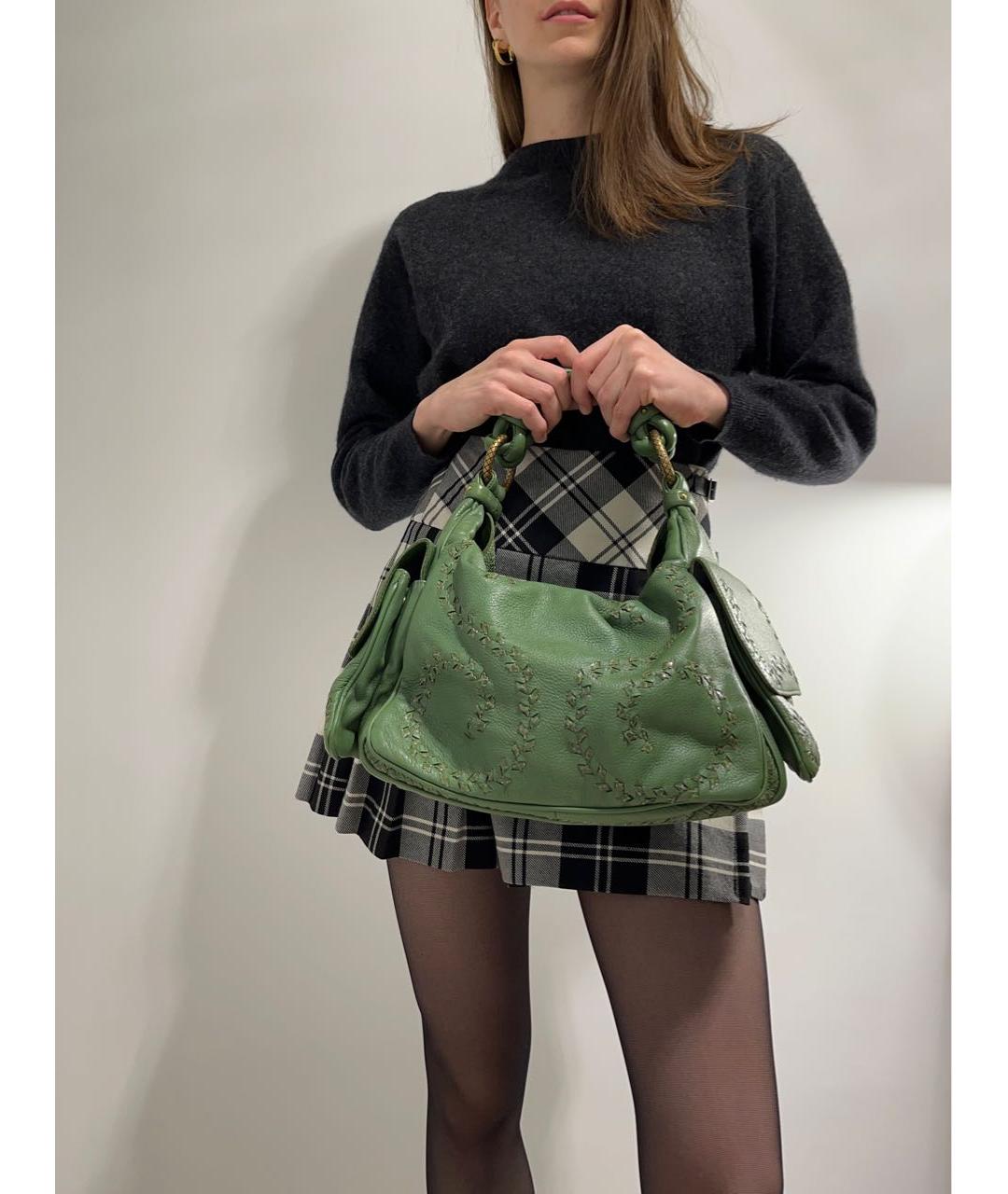 BOTTEGA VENETA Зеленая кожаная сумка с короткими ручками, фото 7