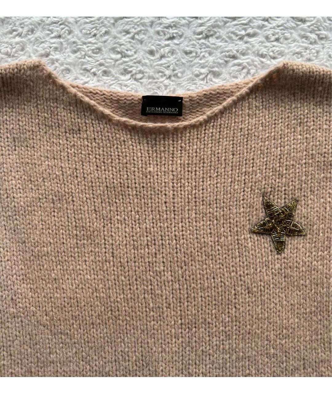 ERMANNO ERMANNO Бежевый шерстяной джемпер / свитер, фото 7