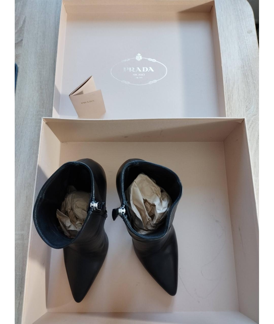 PRADA Черные кожаные ботильоны, фото 5