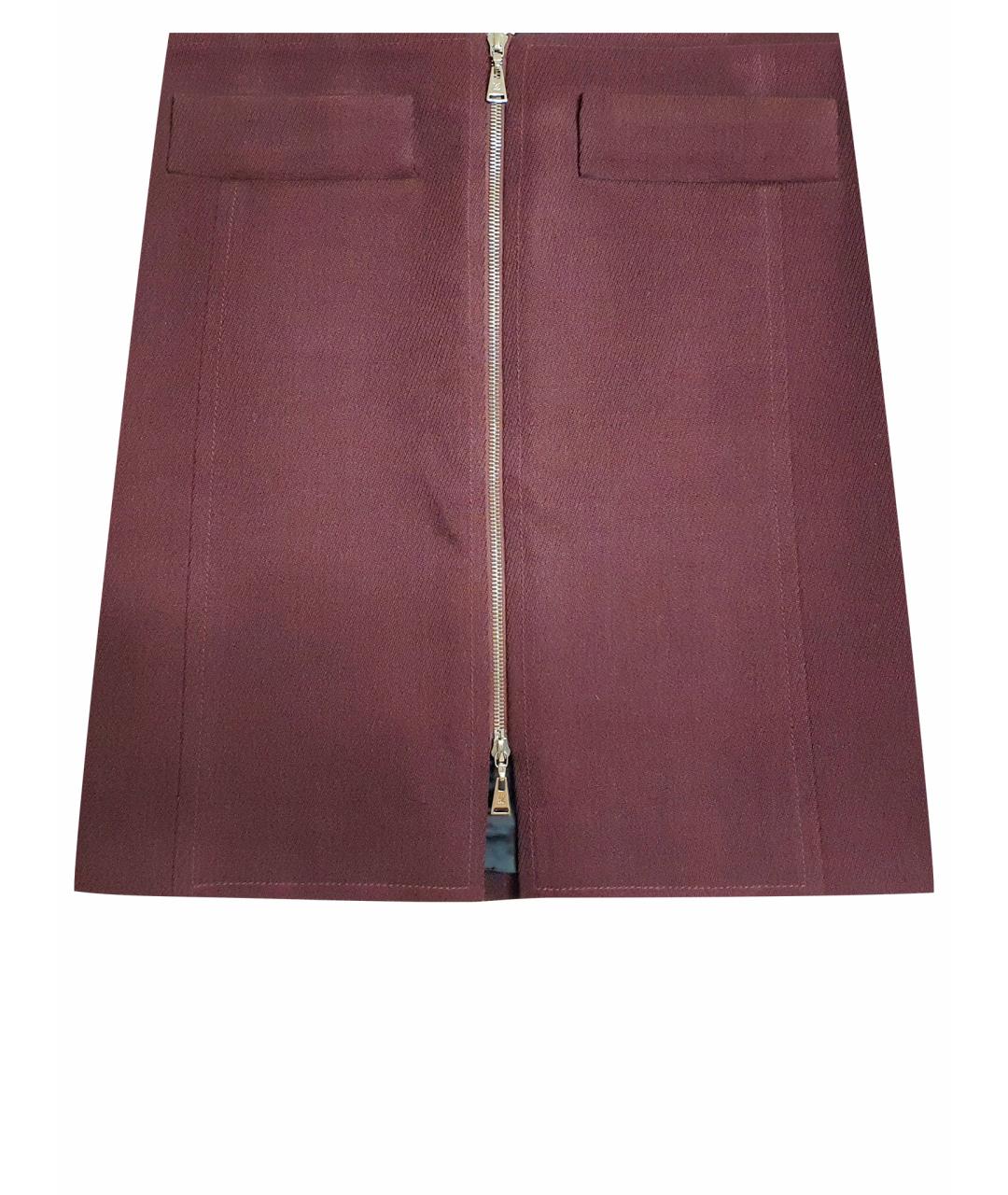LOUIS VUITTON Бордовая шерстяная юбка миди, фото 1