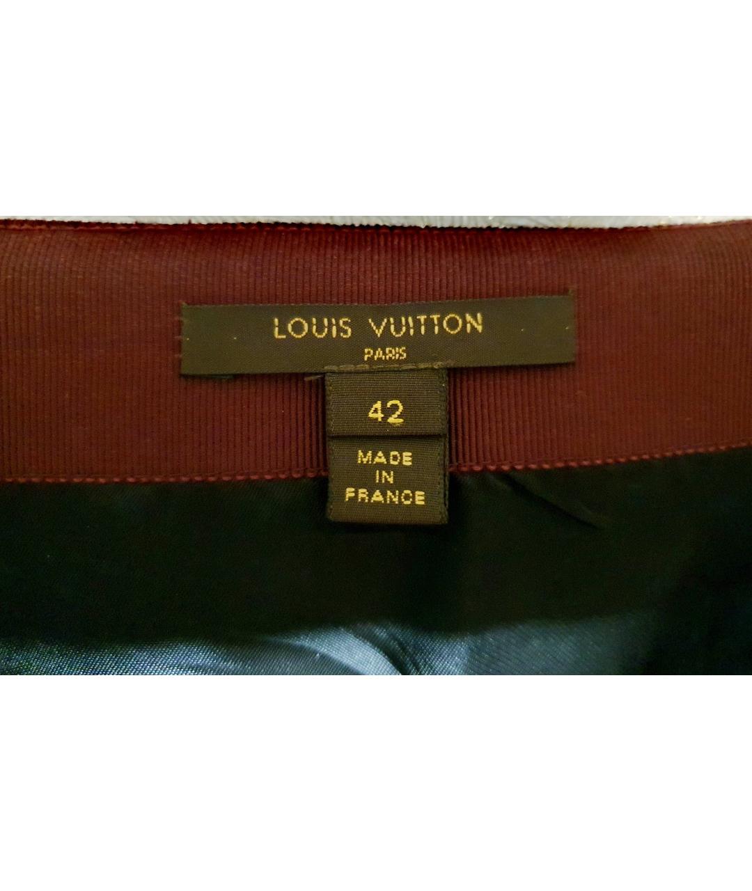LOUIS VUITTON PRE-OWNED Бордовая шерстяная юбка миди, фото 3