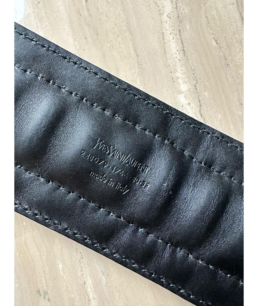 SAINT LAURENT Черный ремень из экзотической кожи, фото 3