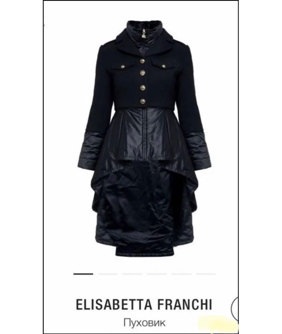 ELISABETTA FRANCHI Черное полиэстеровое пальто, фото 9