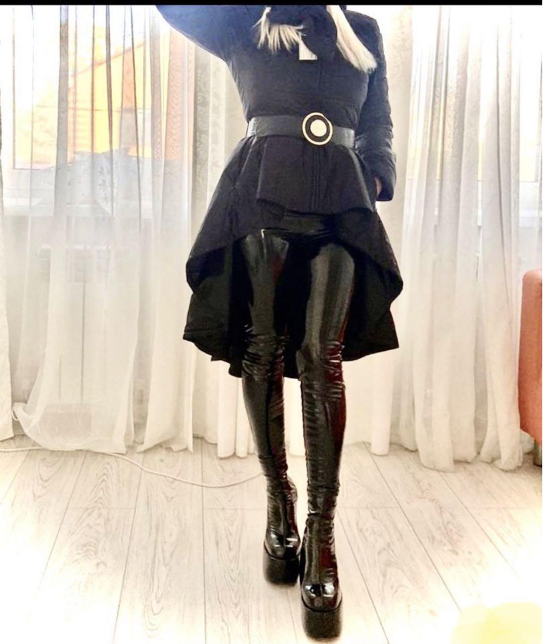 ELISABETTA FRANCHI Черное полиэстеровое пальто, фото 4