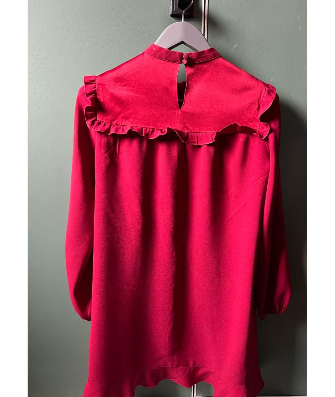 RED VALENTINO Бордовое шелковое повседневное платье, фото 3