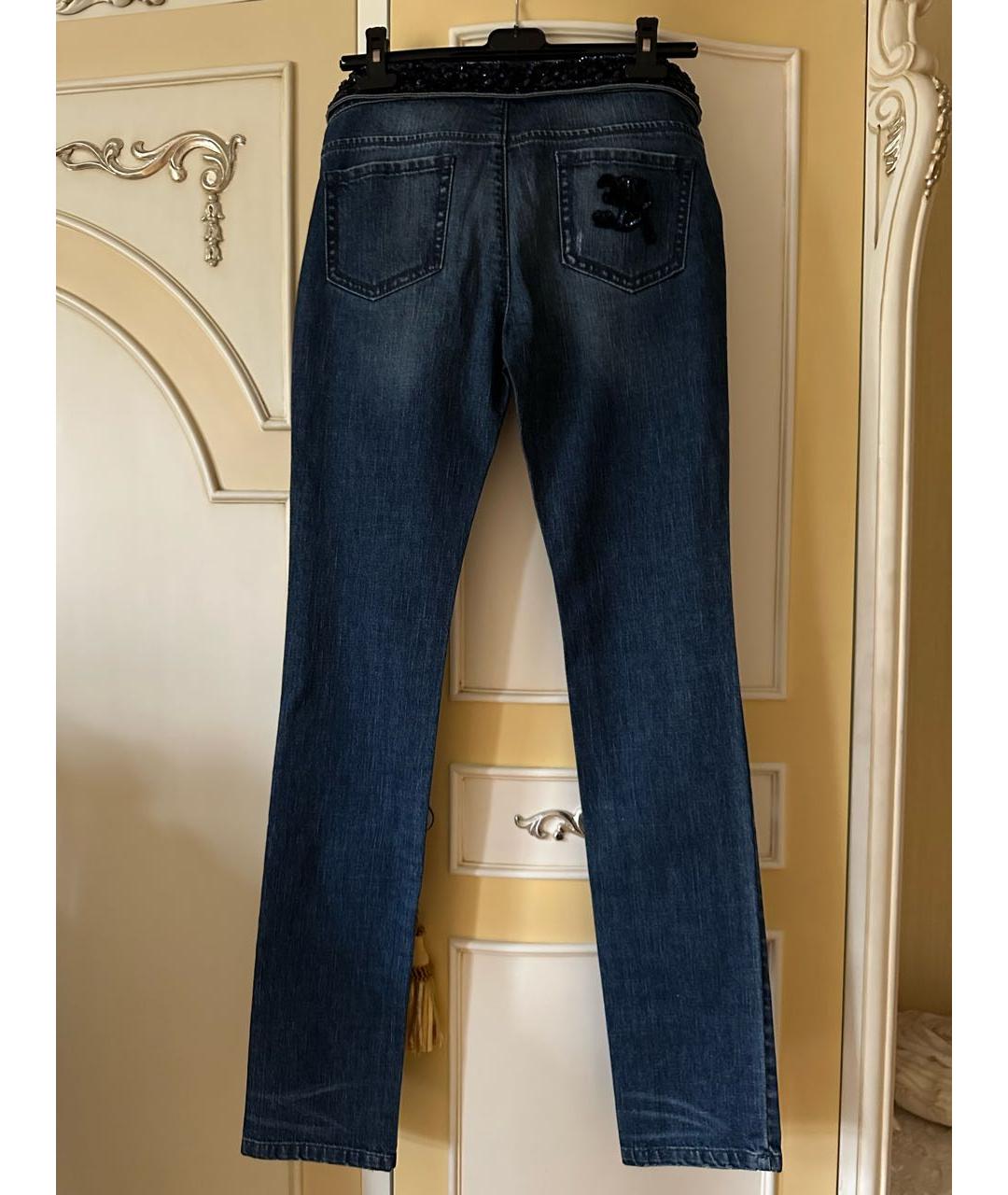 ERMANNO SCERVINO Темно-синие хлопко-эластановые прямые джинсы, фото 2