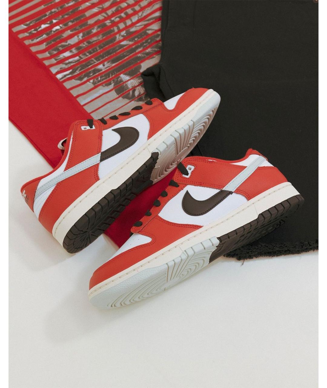 NIKE Красные кожаные низкие кроссовки / кеды, фото 5