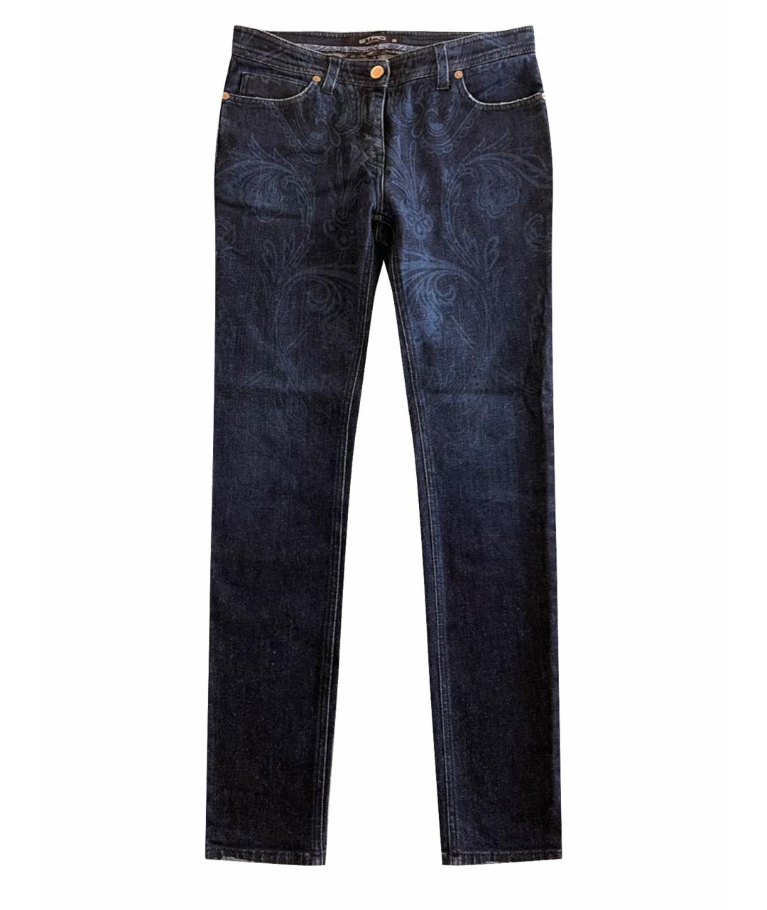 ETRO Темно-синие хлопко-эластановые прямые джинсы, фото 1