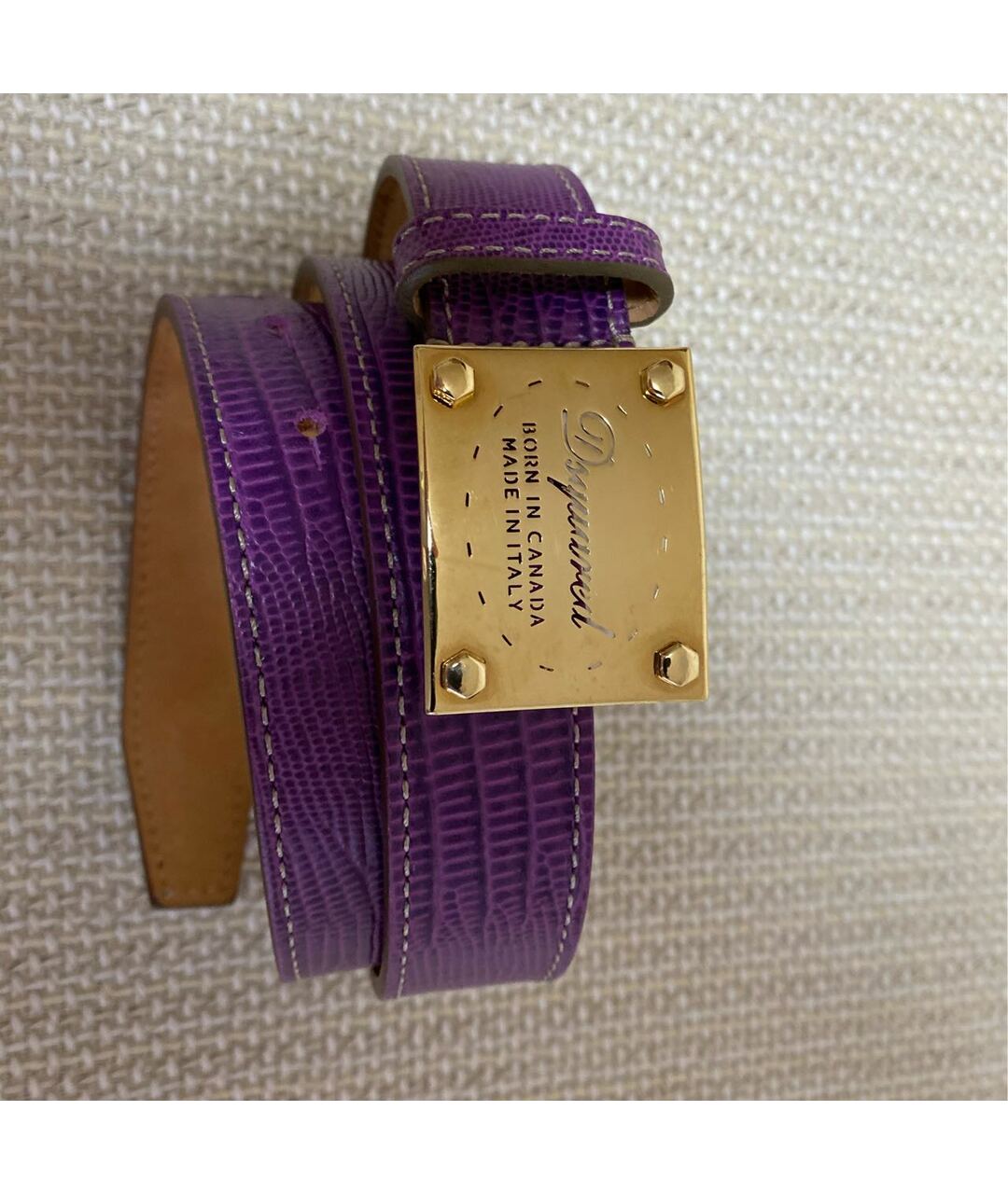DSQUARED2 Фиолетовый кожаный ремень, фото 7