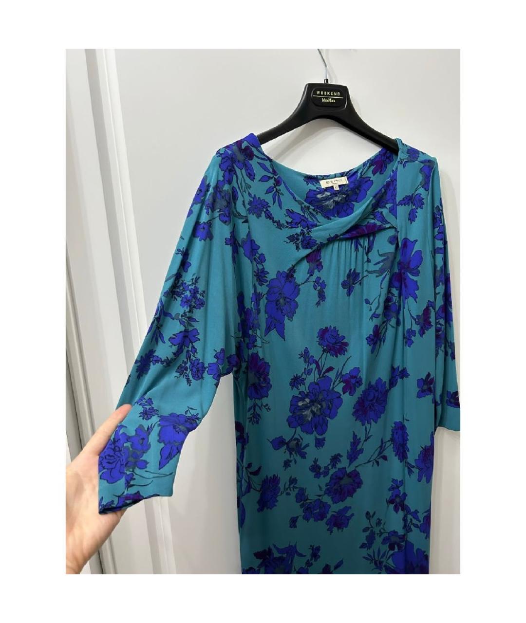 ETRO Синее вискозное коктейльное платье, фото 7
