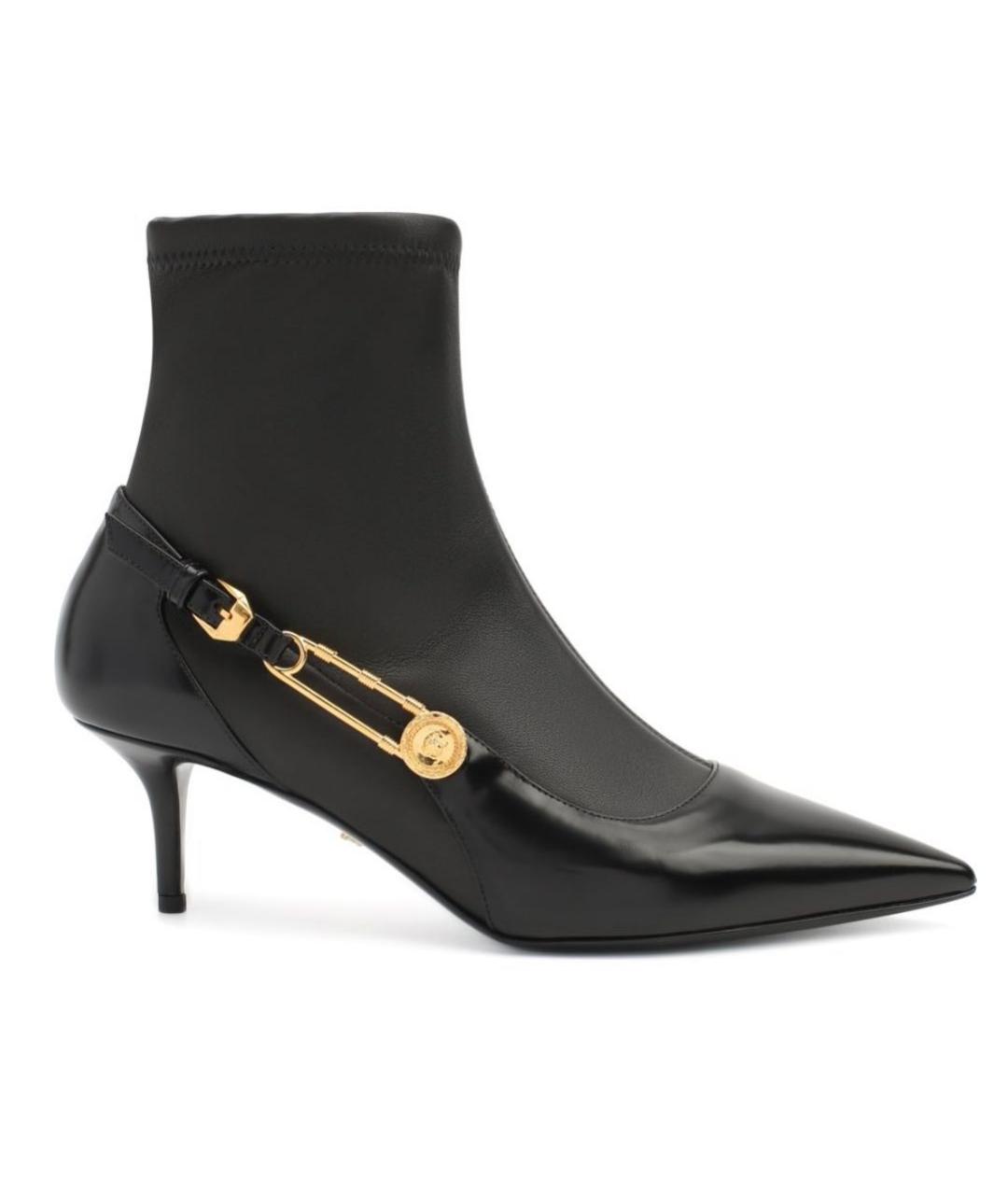 VERSACE Черные кожаные ботильоны, фото 6