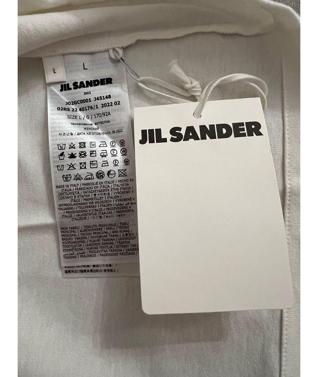 JIL SANDER Белая хлопковая футболка, фото 5