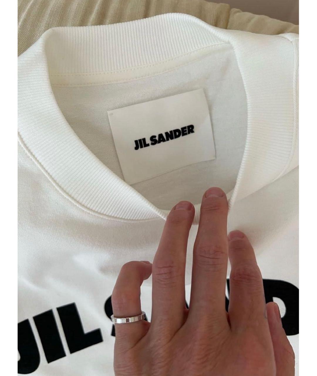 JIL SANDER Белая хлопковая футболка, фото 3