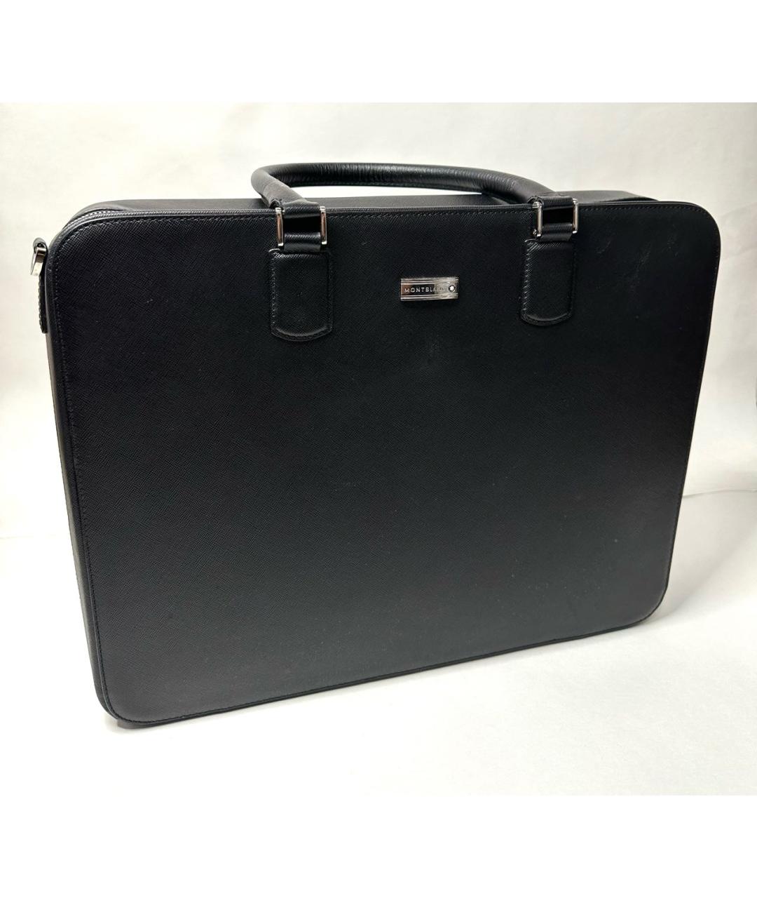 MONTBLANC Черный кожаный портфель, фото 7