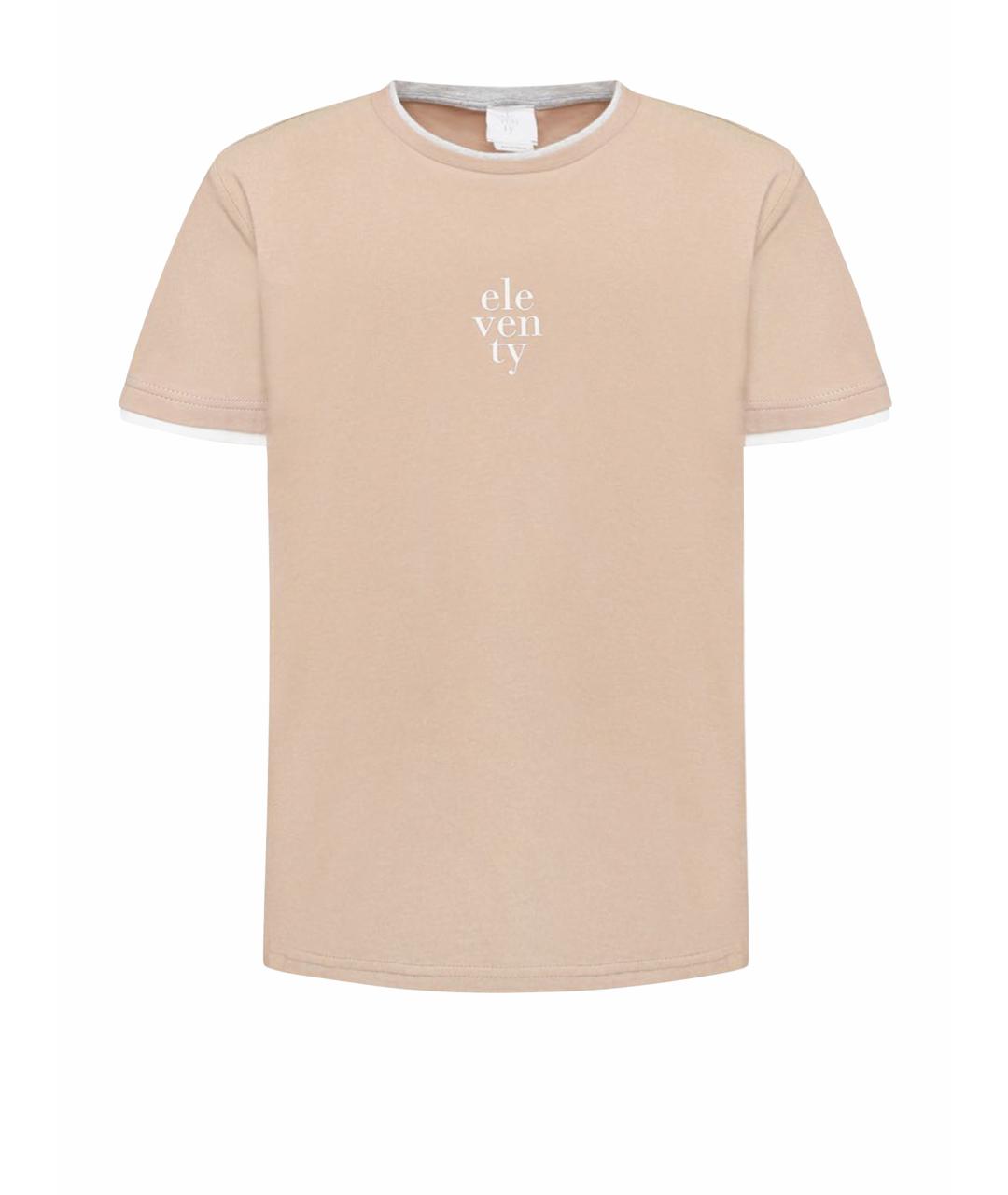 ELEVENTY Бежевая хлопковая детская футболка, фото 1