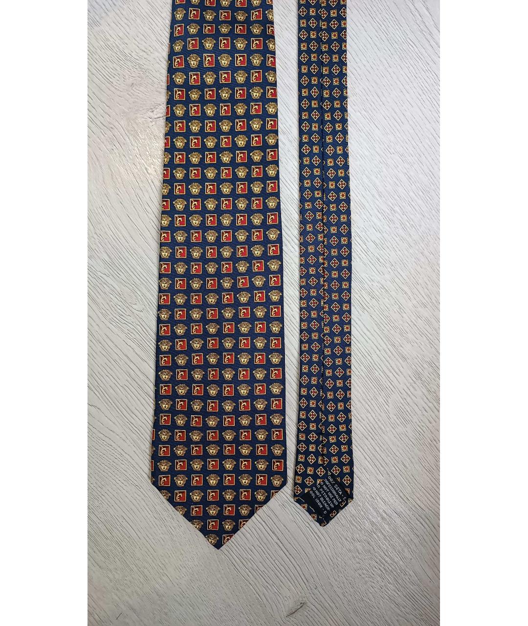 VERSACE Темно-синий шелковый галстук, фото 2