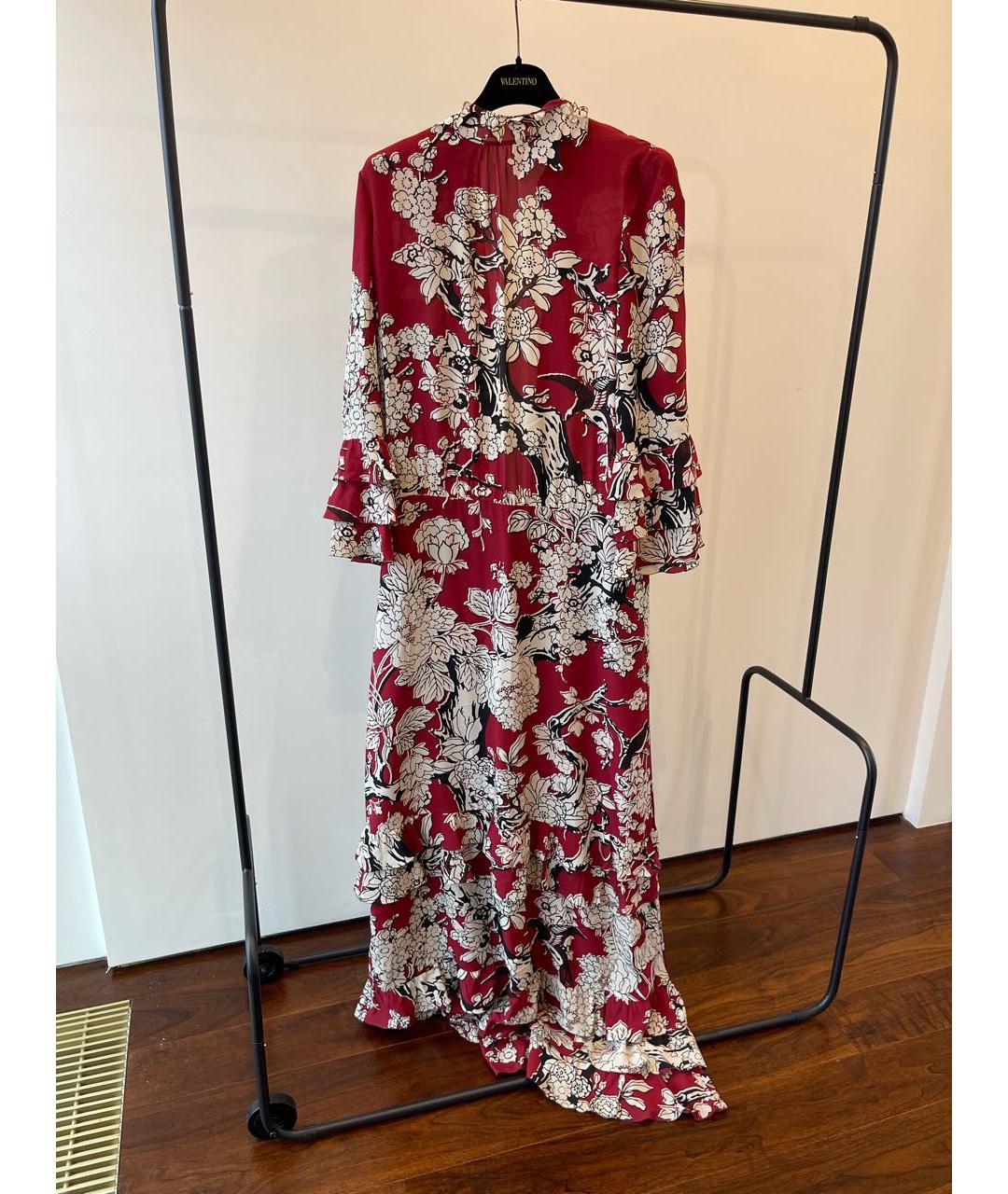 VALENTINO Бордовое шелковое вечернее платье, фото 9