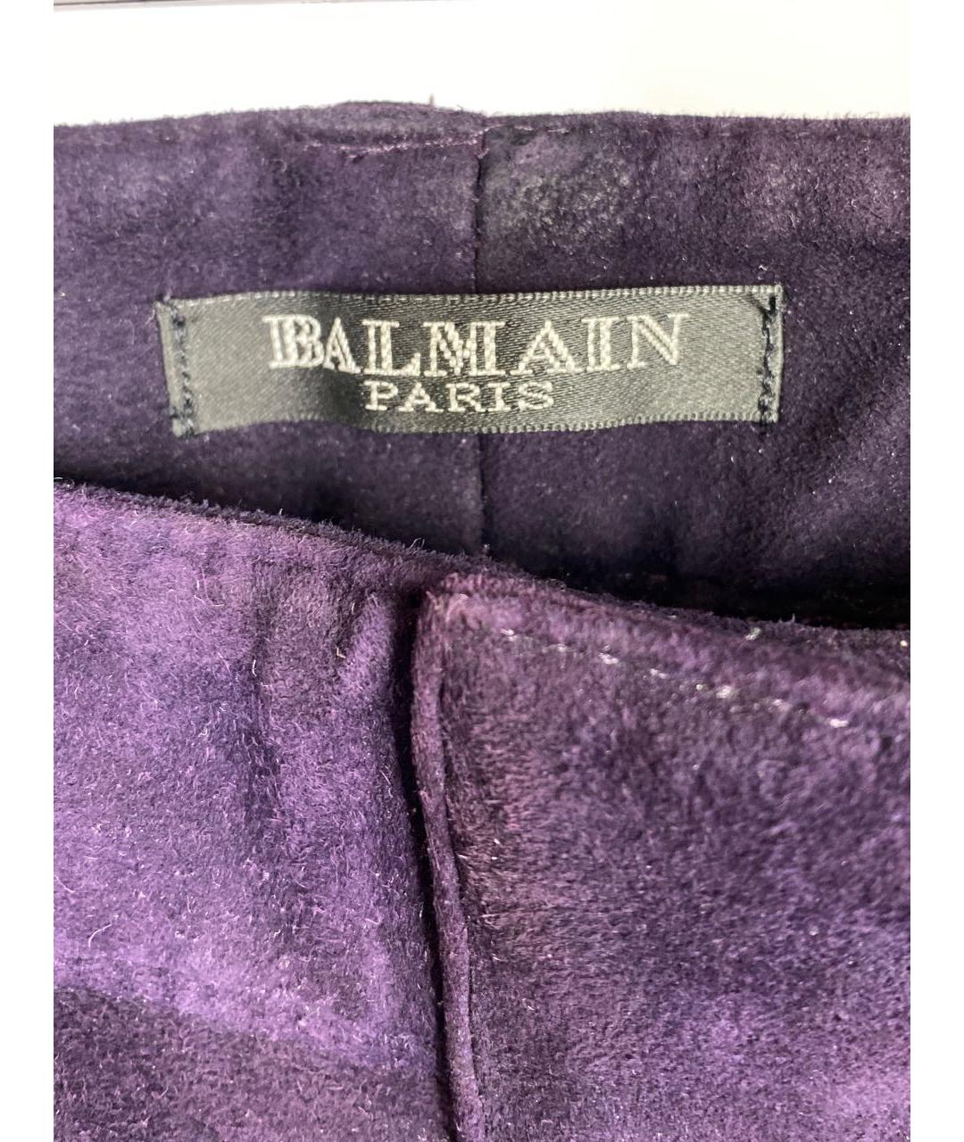 BALMAIN Фиолетовые замшевые брюки узкие, фото 5