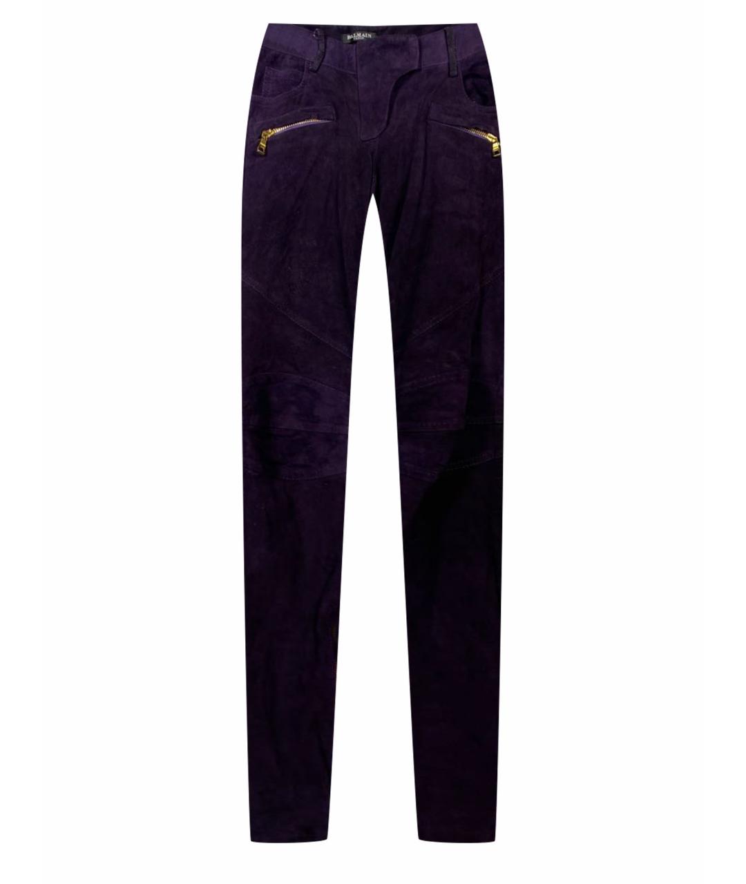 BALMAIN Фиолетовые замшевые брюки узкие, фото 1