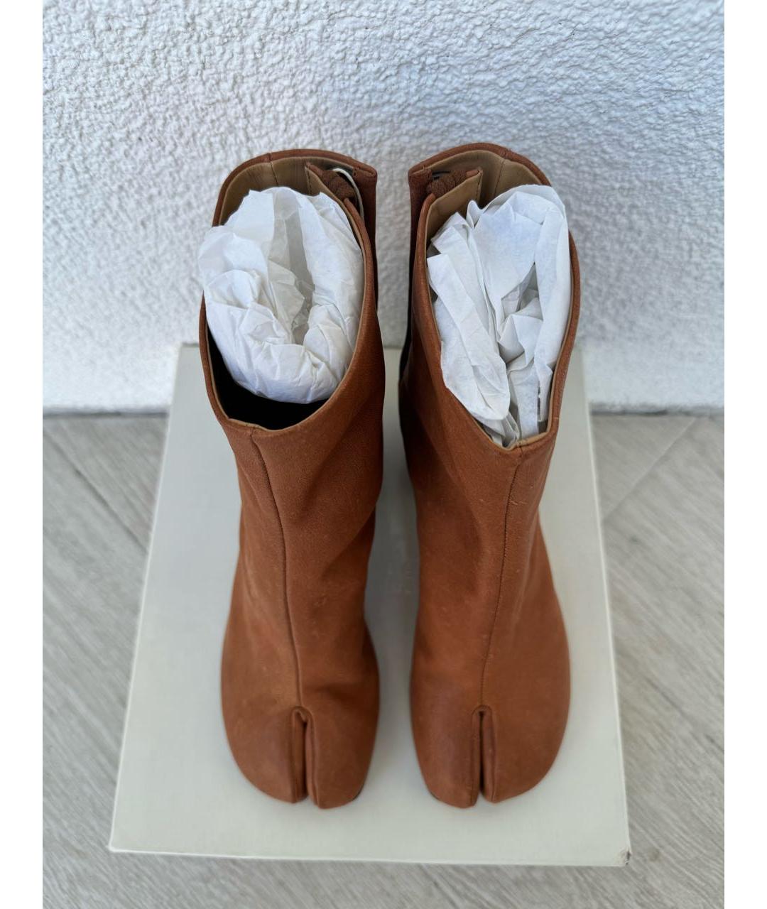 MAISON MARGIELA Коричневые кожаные ботильоны, фото 3