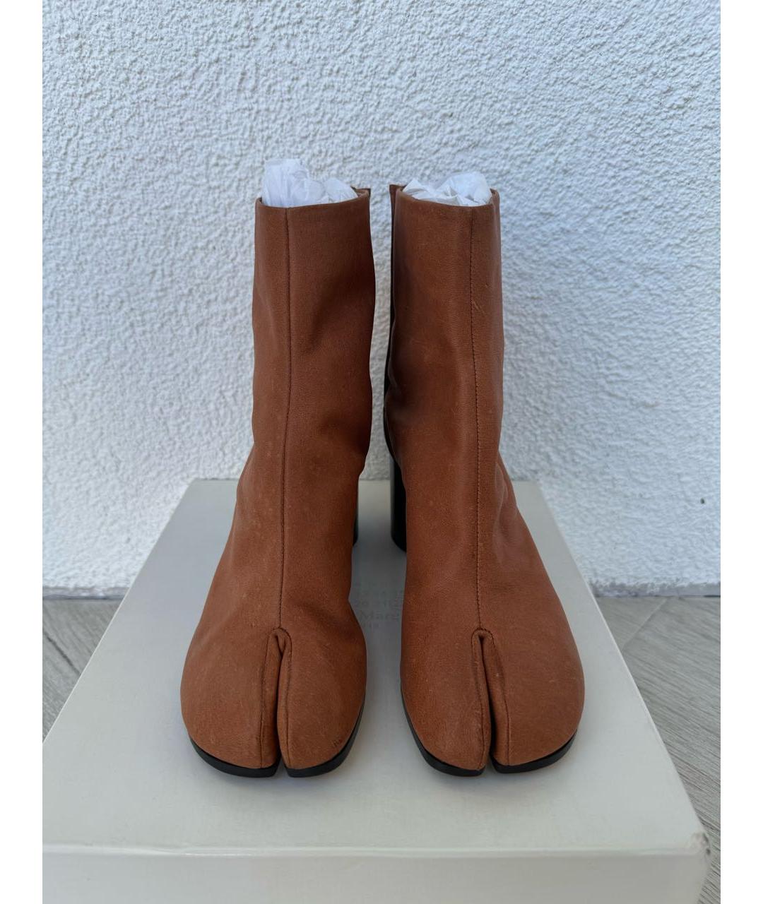 MAISON MARGIELA Коричневые кожаные ботильоны, фото 2