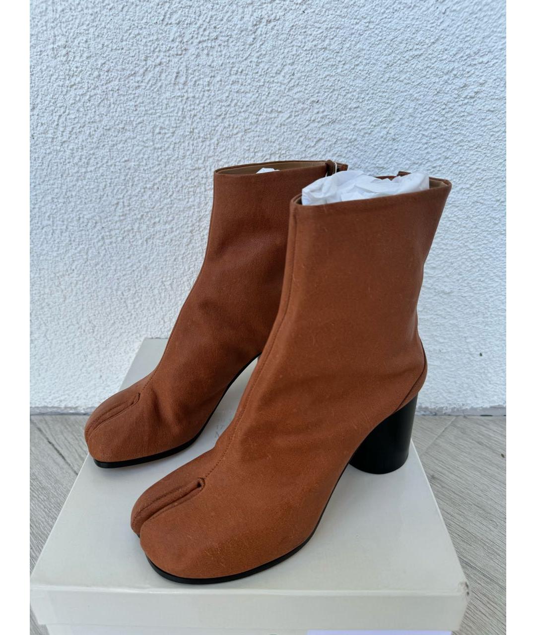 MAISON MARGIELA Коричневые кожаные ботильоны, фото 5
