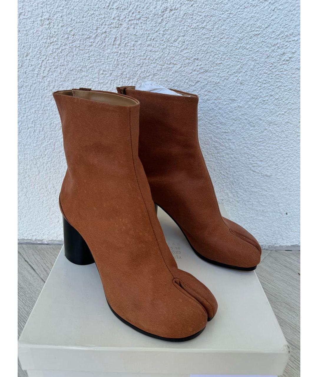 MAISON MARGIELA Коричневые кожаные ботильоны, фото 7