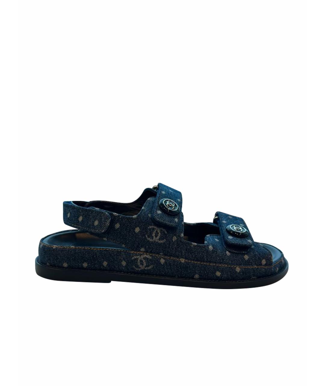 CHANEL PRE-OWNED Синие текстильные сандалии, фото 1