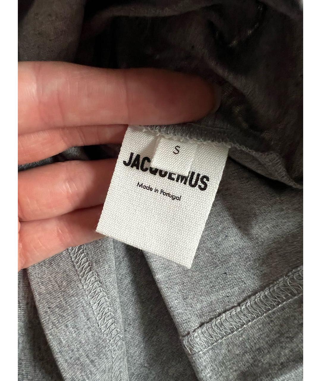 JACQUEMUS Серая хлопковая футболка, фото 5