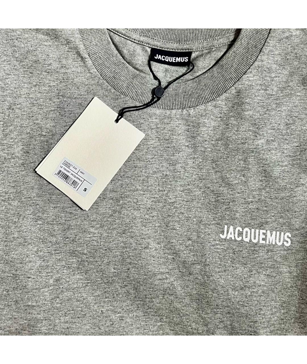 JACQUEMUS Серая хлопковая футболка, фото 3