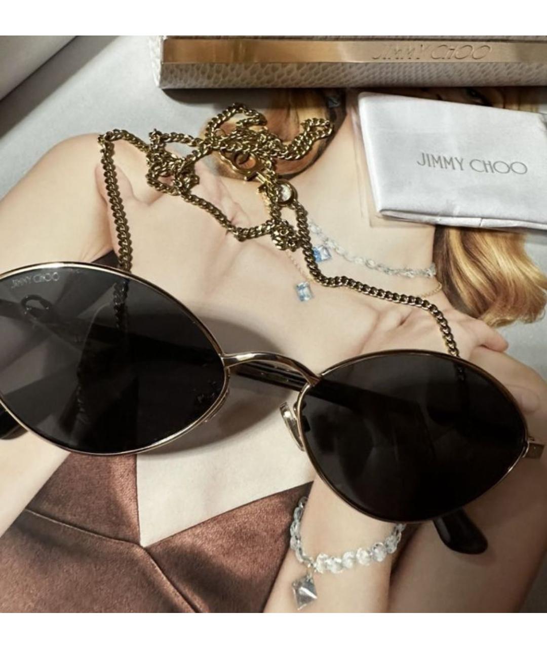 JIMMY CHOO Золотые металлические солнцезащитные очки, фото 4