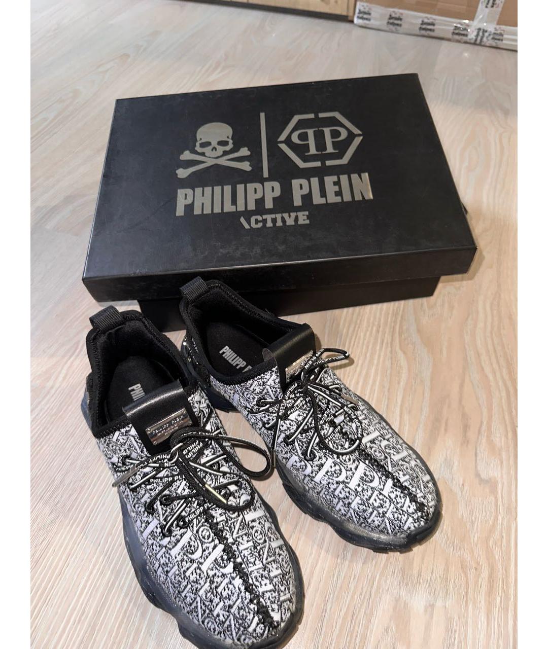 PHILIPP PLEIN Черные текстильные низкие кроссовки / кеды, фото 7