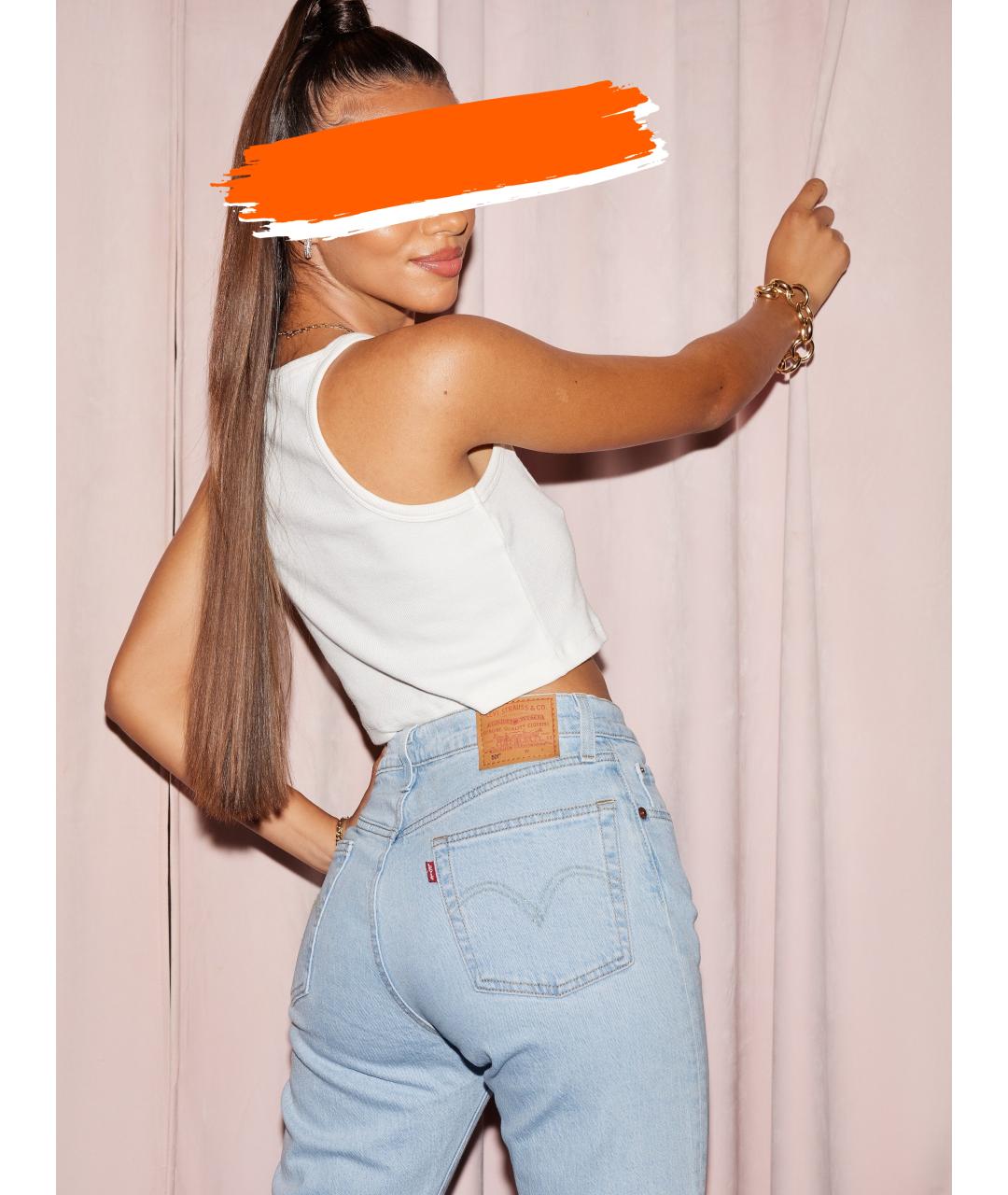 LEVI'S Голубые хлопко-эластановые прямые джинсы, фото 9