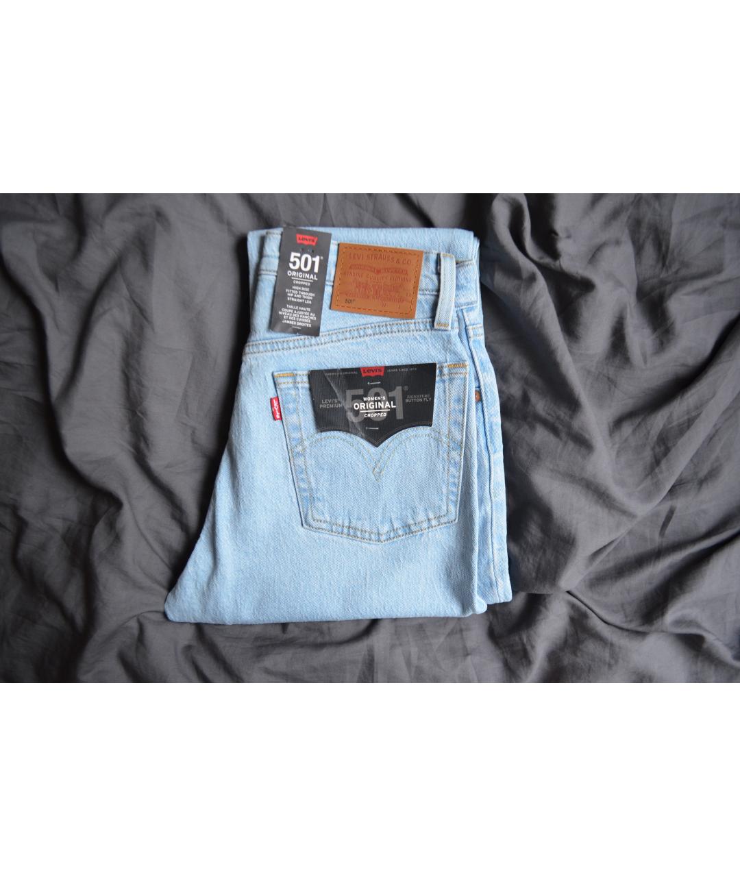LEVI'S Голубые хлопко-эластановые прямые джинсы, фото 3
