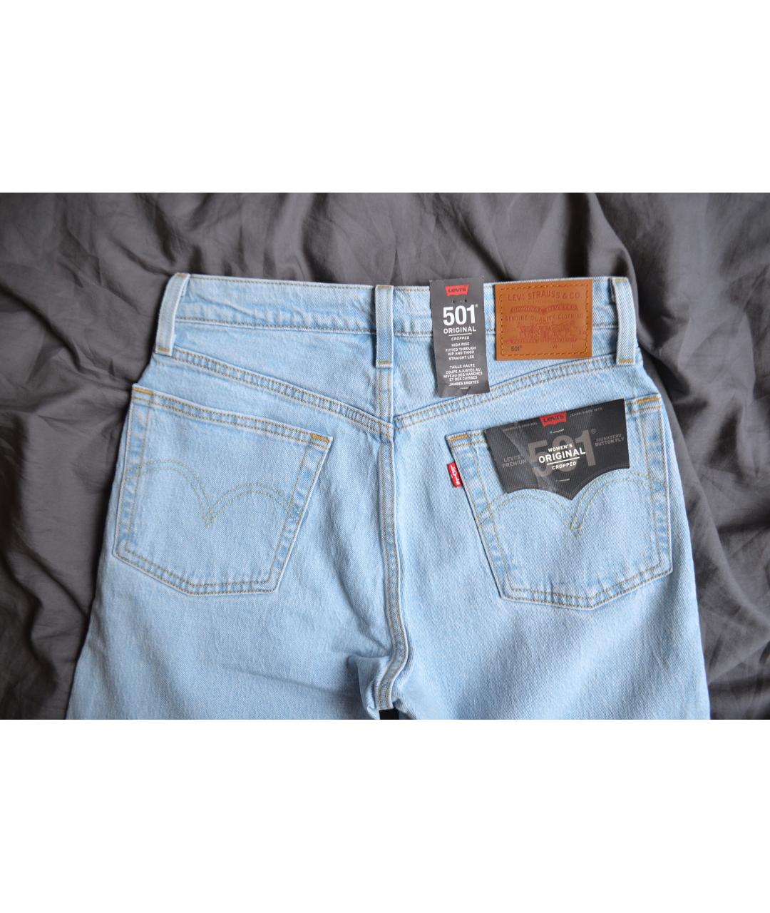 LEVI'S Голубые хлопко-эластановые прямые джинсы, фото 6
