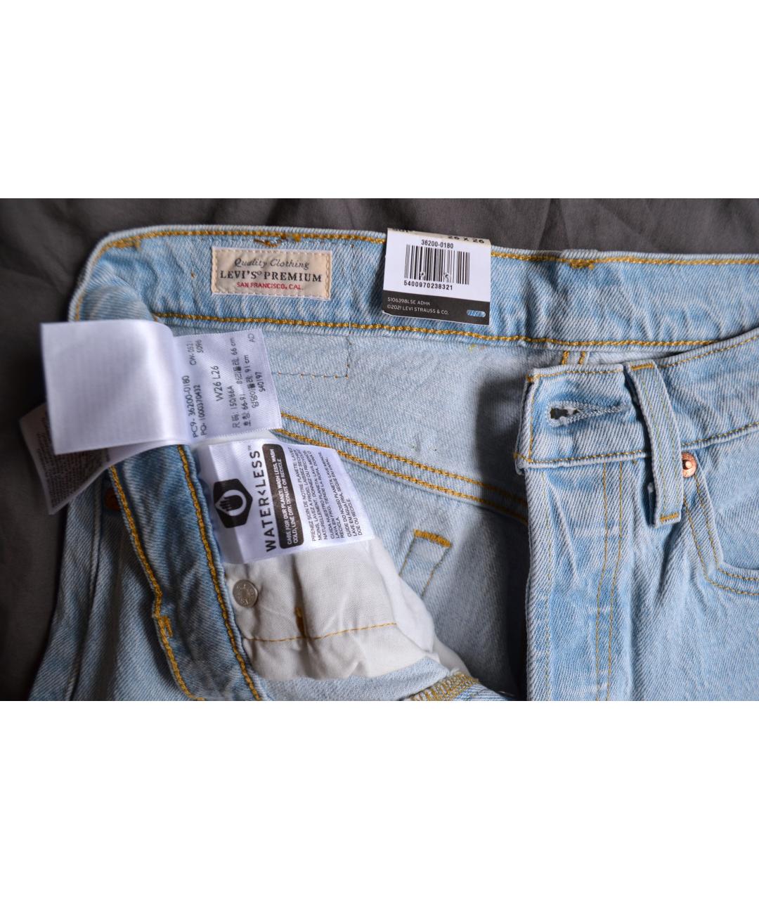 LEVI'S Голубые хлопко-эластановые прямые джинсы, фото 4