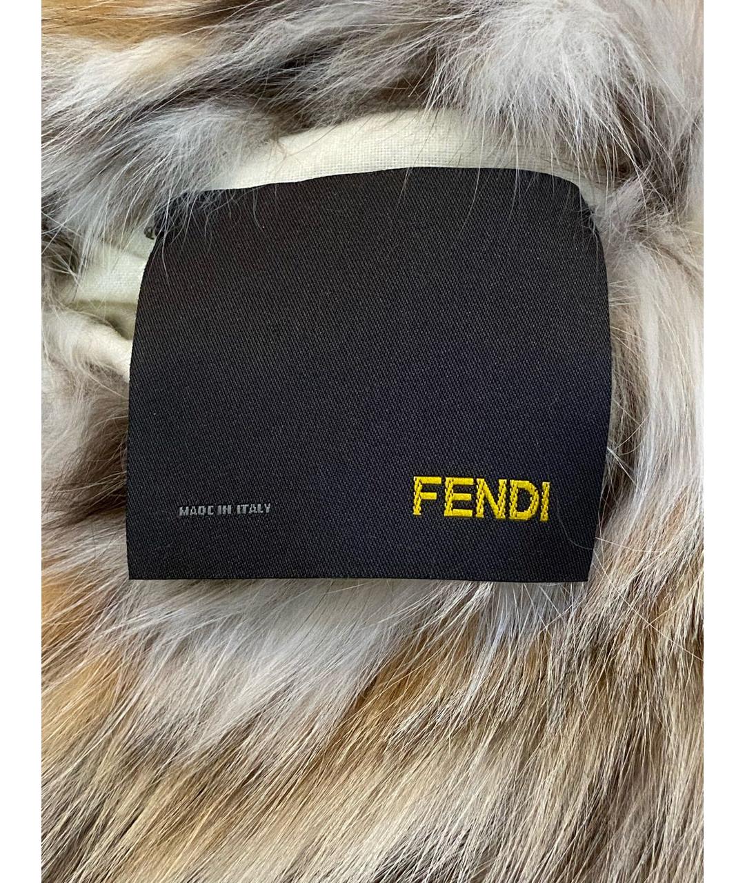 FENDI Бежевая меховая шуба, фото 4