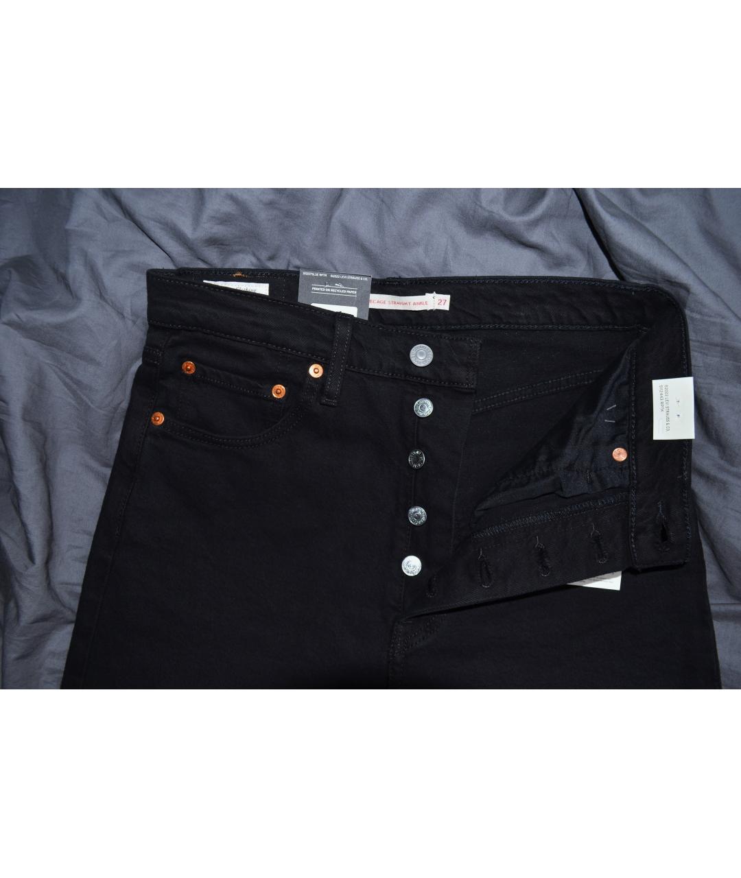 LEVI'S Черные хлопко-эластановые прямые джинсы, фото 4