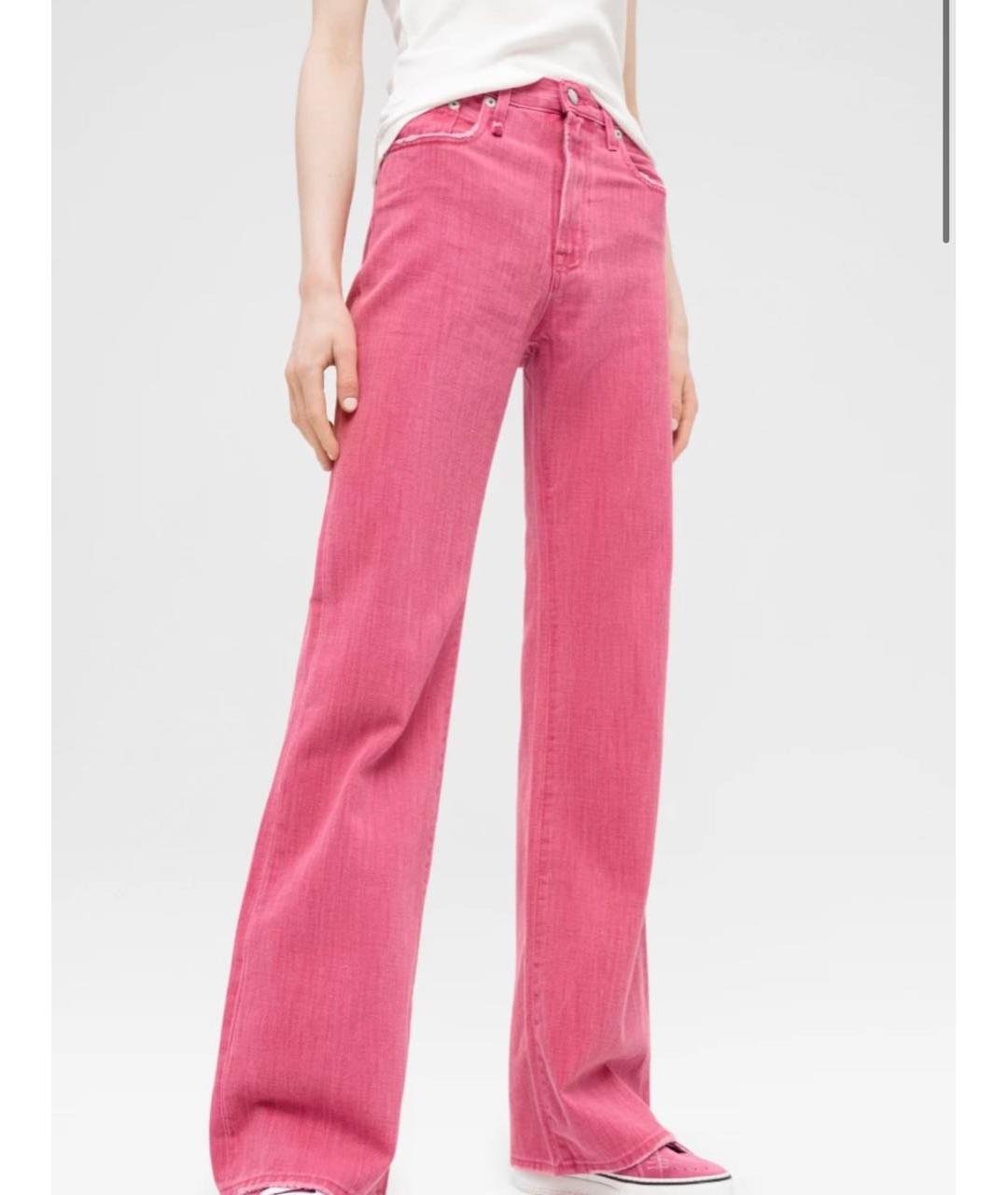 R13 Розовые хлопковые джинсы клеш, фото 5