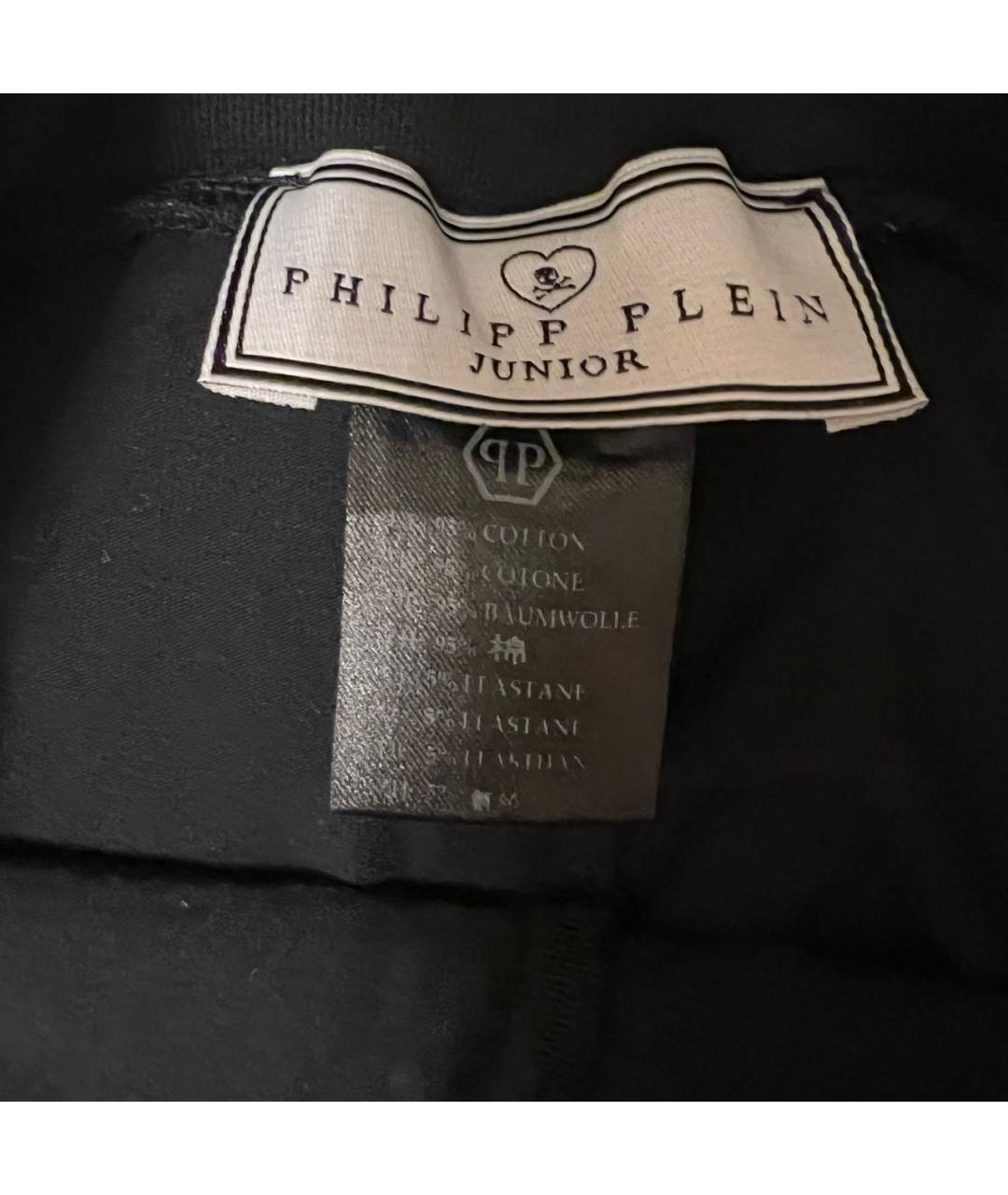 PHILIPP PLEIN JUNIOR Черные хлопковые брюки и шорты, фото 5