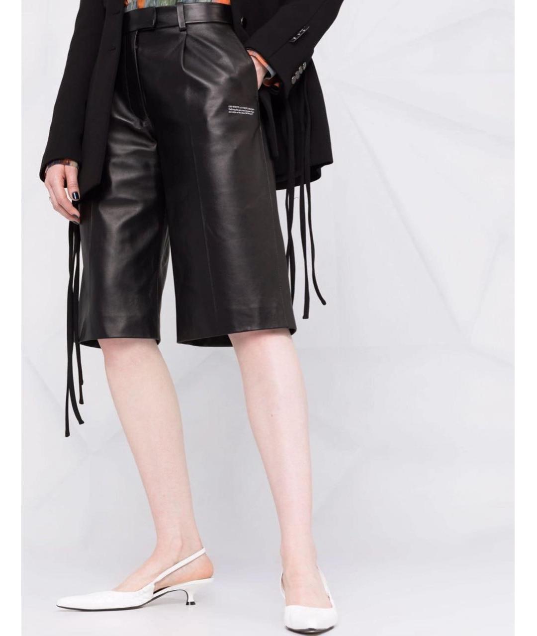 OFF-WHITE Черные кожаные шорты, фото 8