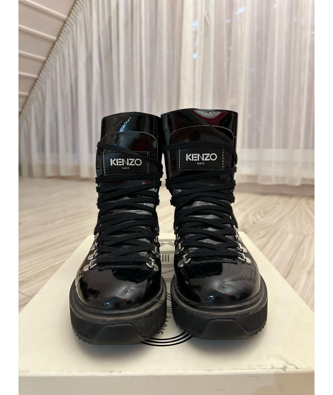 KENZO Черные ботинки из лакированной кожи, фото 2