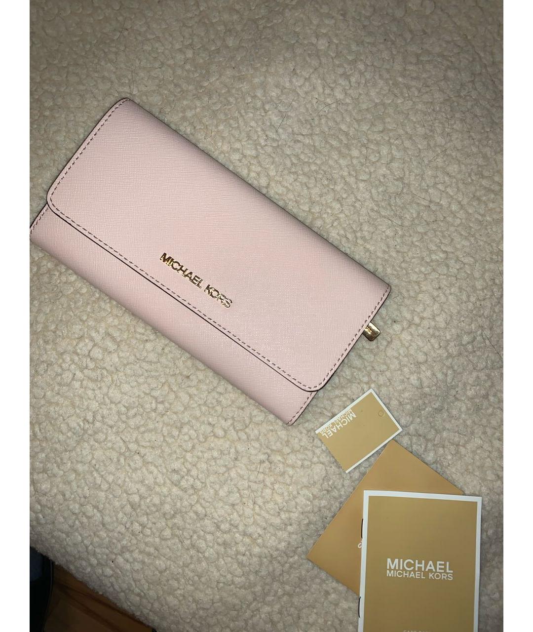 MICHAEL MICHAEL KORS Розовый кожаный кошелек, фото 5