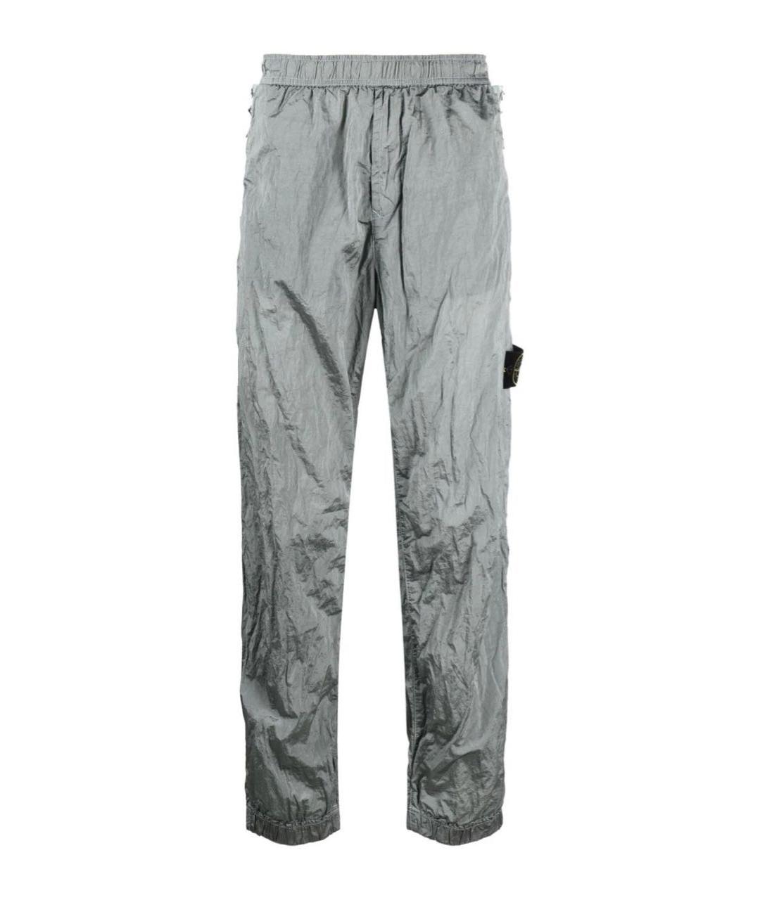 STONE ISLAND Серебряные повседневные брюки, фото 1