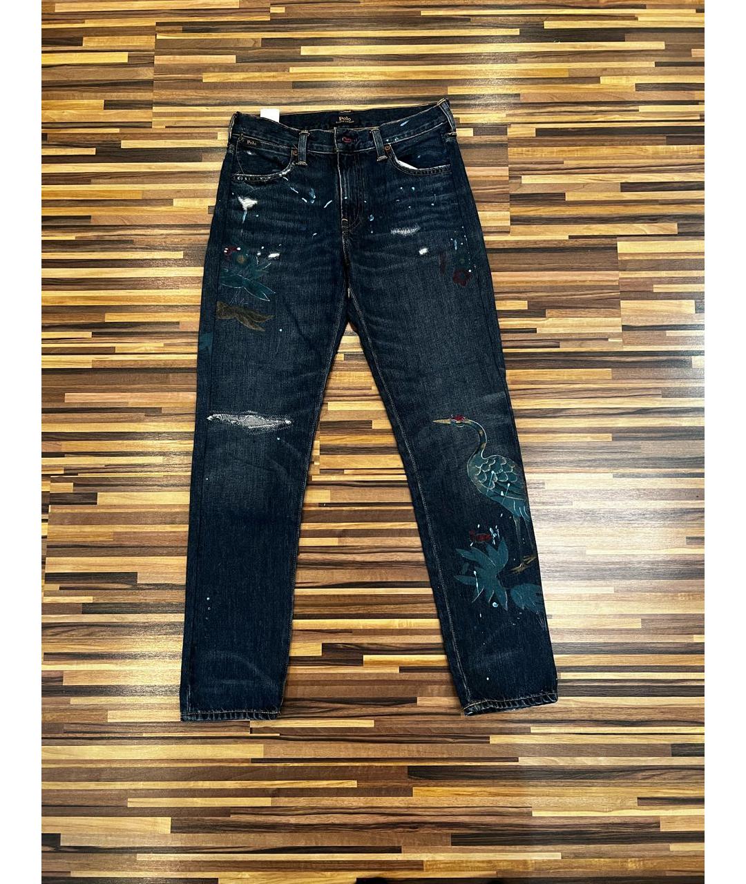 POLO RALPH LAUREN Темно-синие хлопко-лиоцелловые прямые джинсы, фото 7