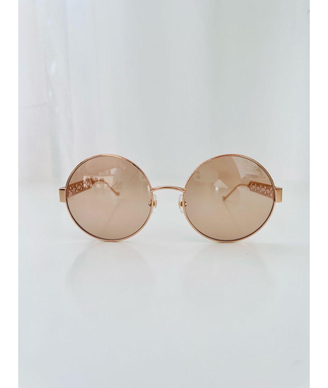 ELIE SAAB Золотые металлические солнцезащитные очки, фото 7