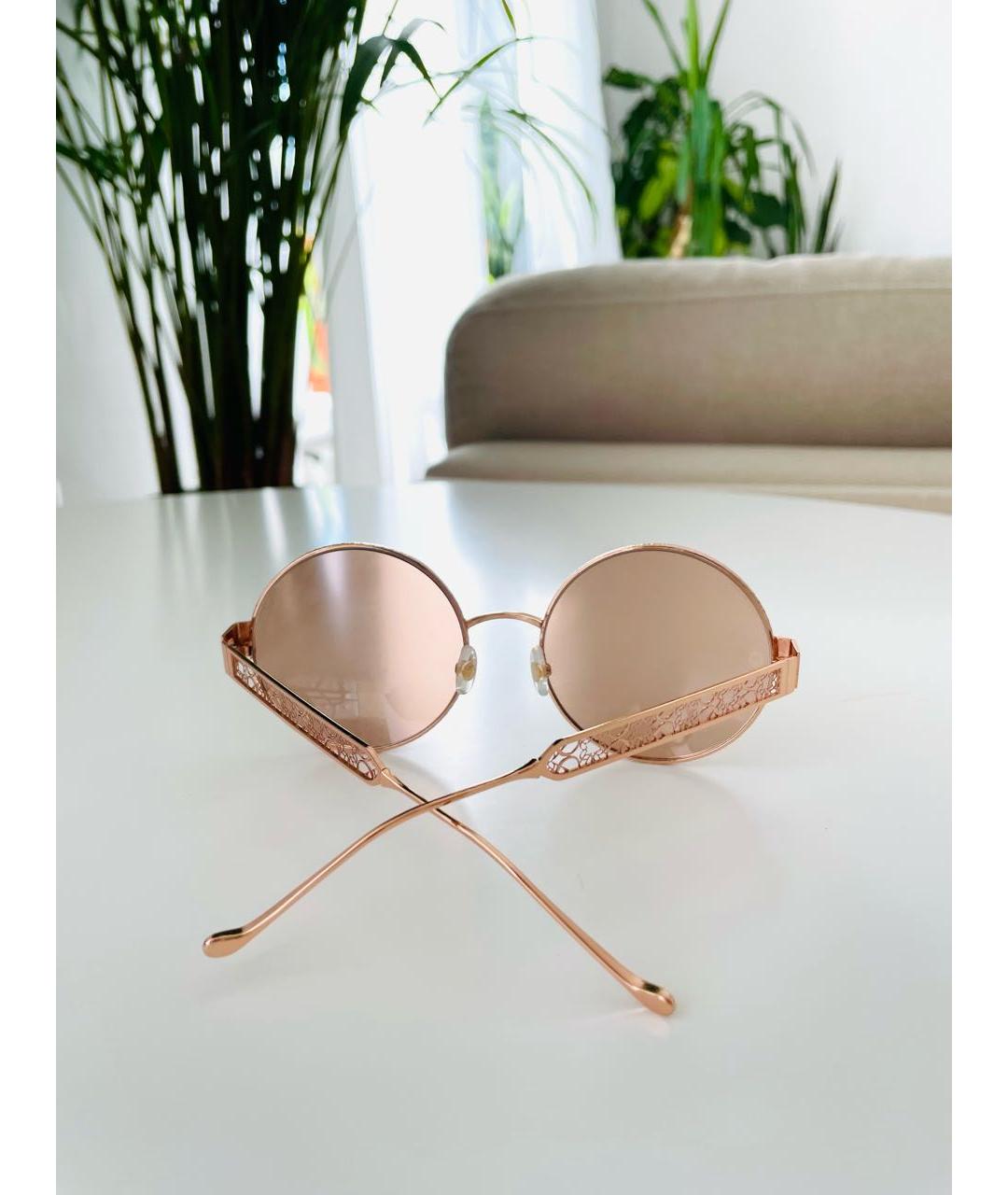 ELIE SAAB Золотые металлические солнцезащитные очки, фото 6