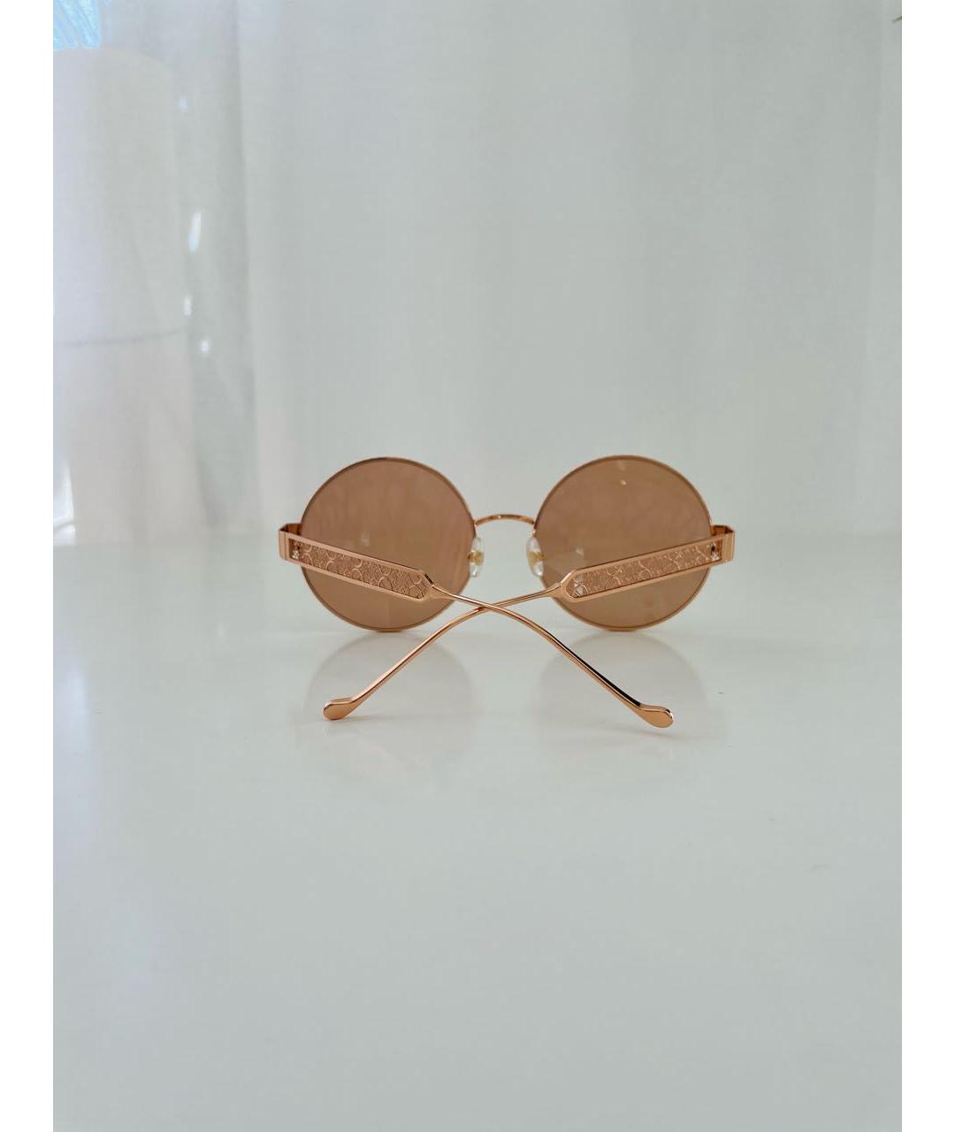 ELIE SAAB Золотые металлические солнцезащитные очки, фото 4