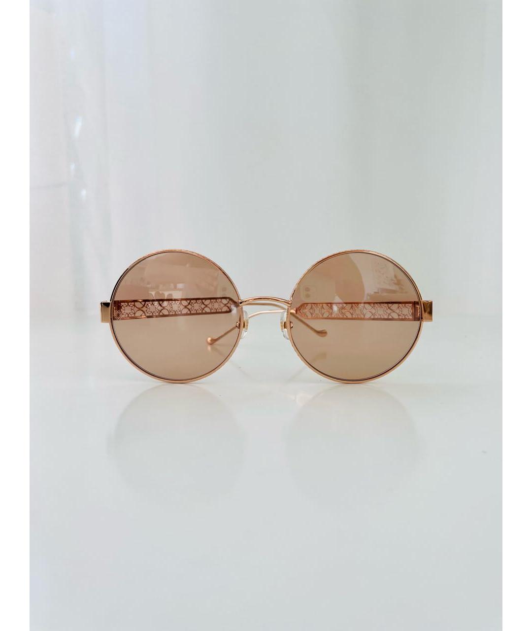 ELIE SAAB Золотые металлические солнцезащитные очки, фото 5