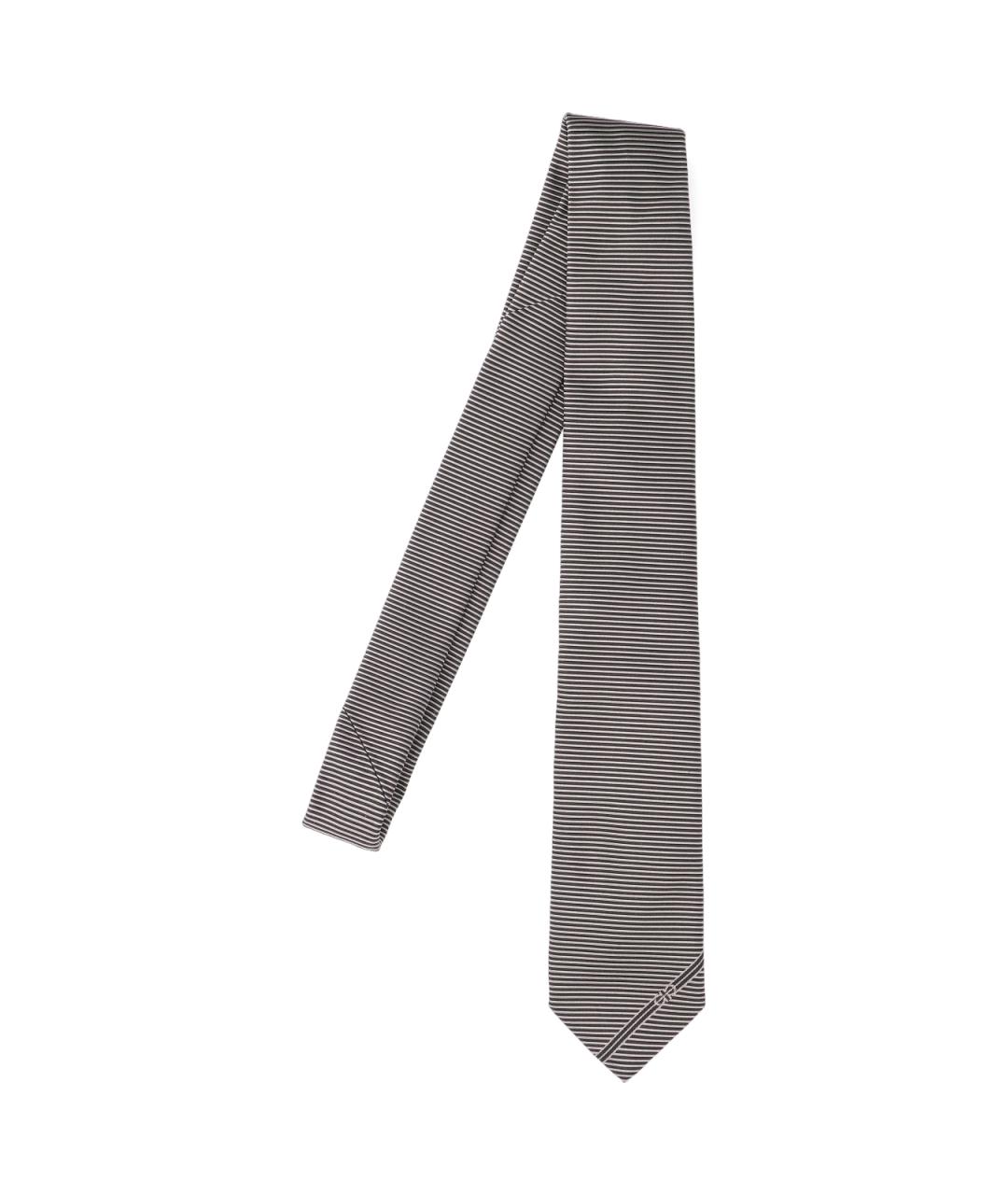 SALVATORE FERRAGAMO Серый шелковый галстук, фото 1